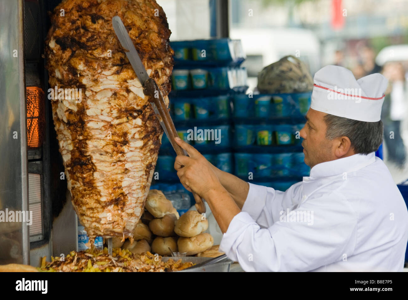Chicken Doner Roasting in a Restaurant in Istanbul Turkey Stock Photo