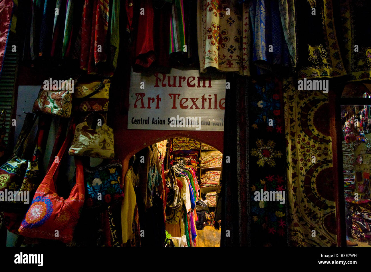 Textile Shop in the Grand Bazaar in Istanbul Turkey Stock Photo