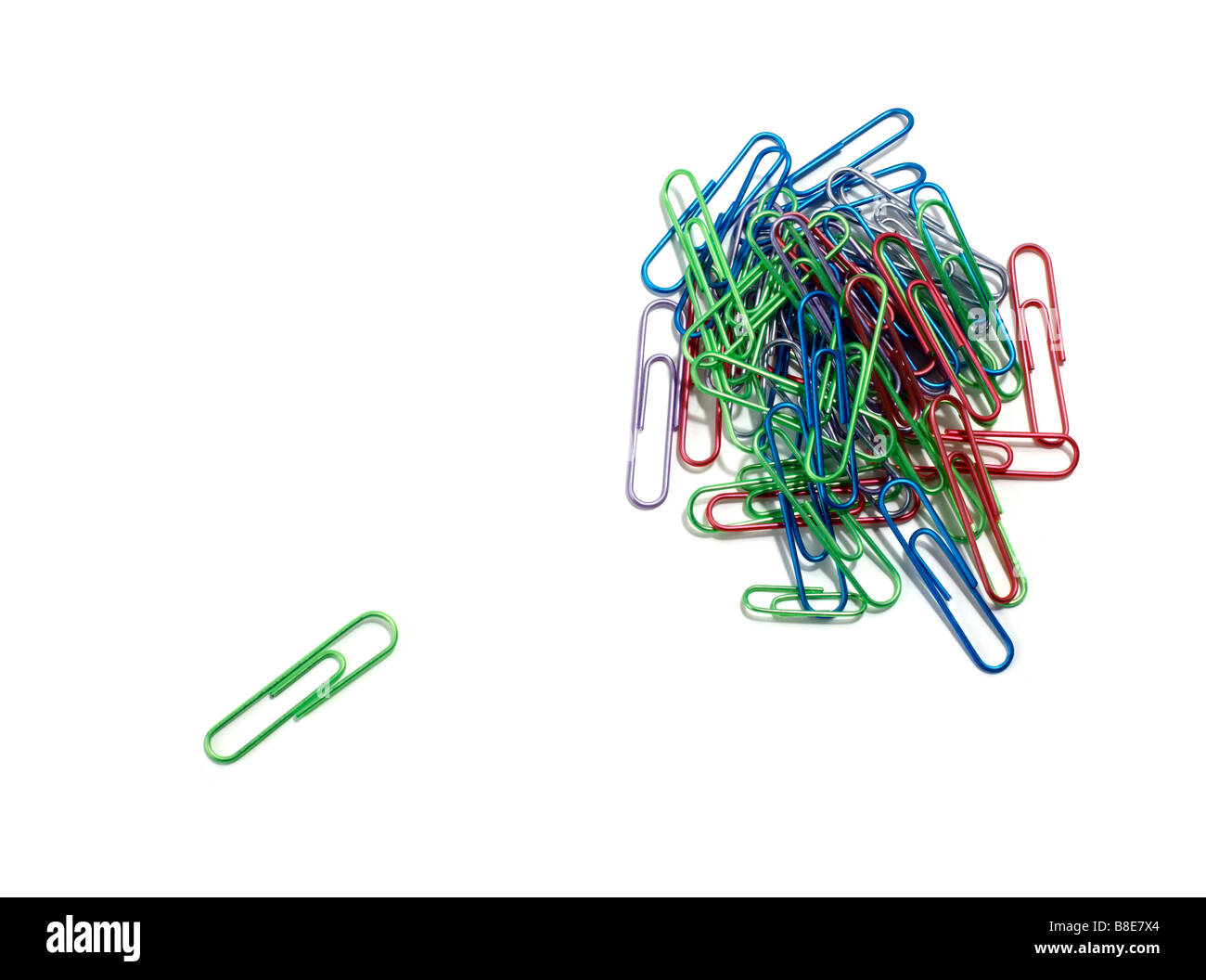 Pile of metal Paperclips Stock Photo