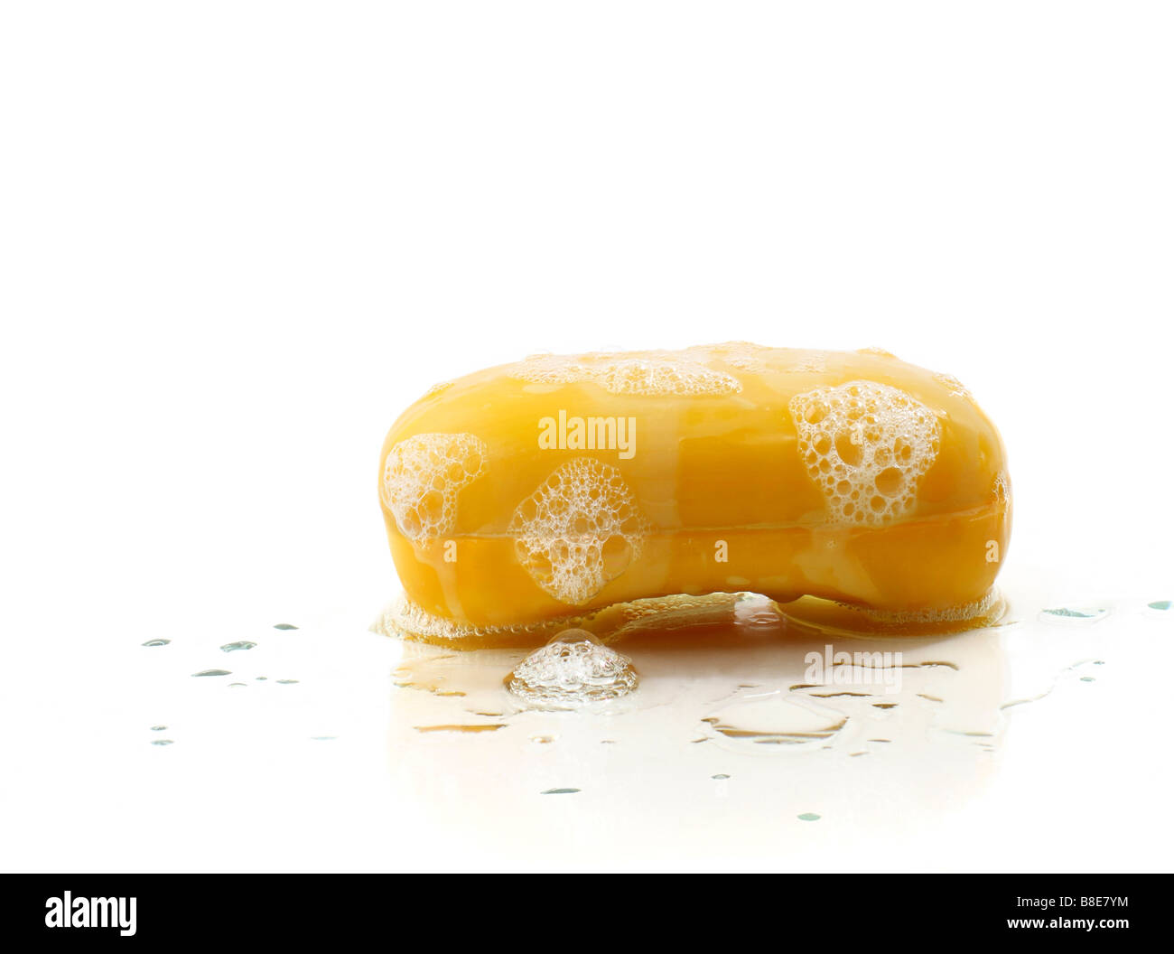 Studio shot of a wet bar of soap Stock Photo Alamy