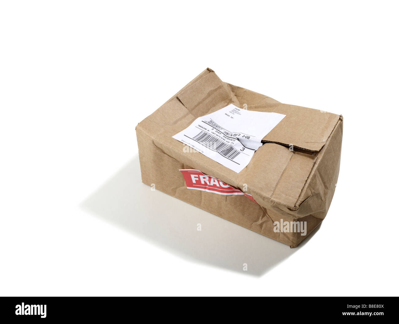 Beat up Cardboard shipping Box Stock Photo