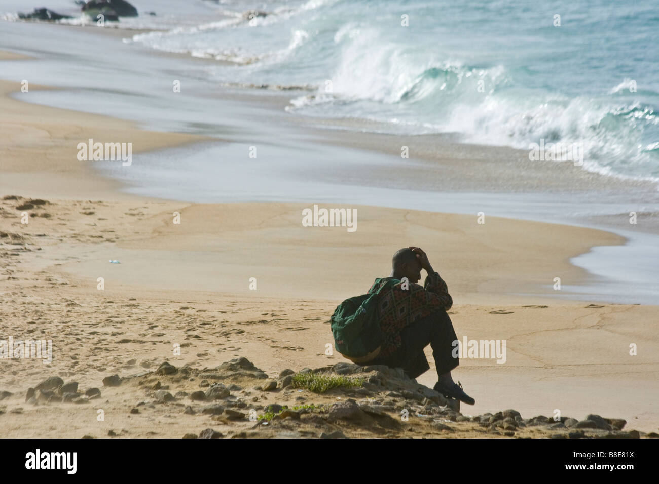 Senegalese Man on a Beach in Dakar Senegal Stock Photo
