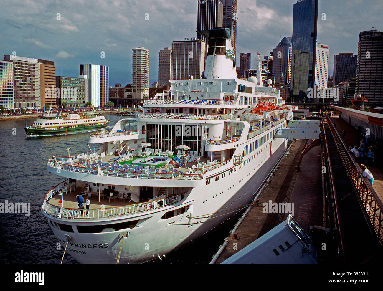 Pacific Princess (1st) at the Overseas Passenger Terminal, Circular Quay, Sydney Harbour, Australia, 1998 Stock Photo