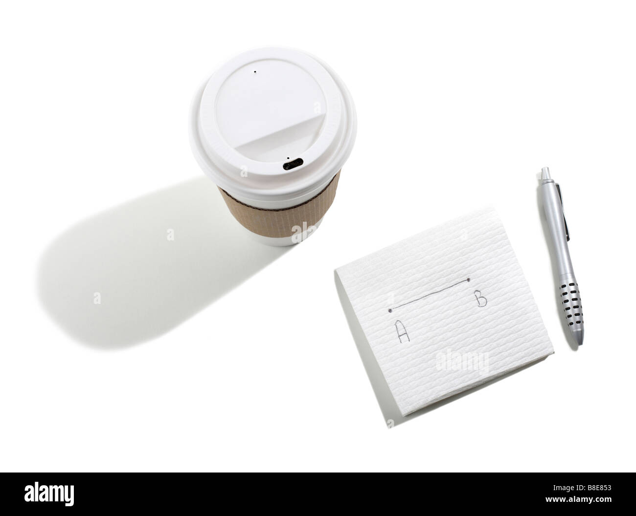 Take out Coffee Cup and Note on Napkin Stock Photo