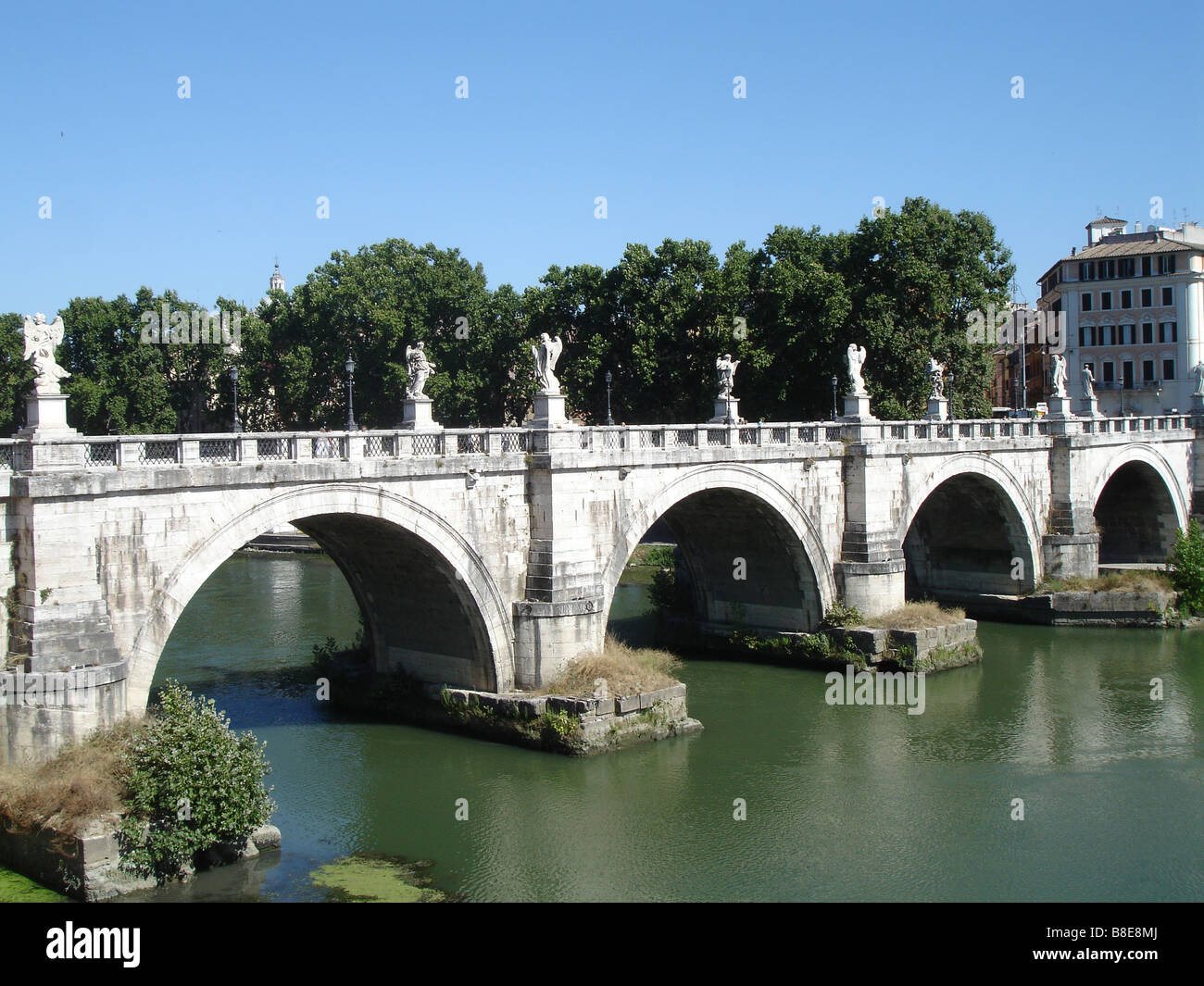 A photograph of the Ponte S. Angelo bridge in Rome, Italy Stock Photo