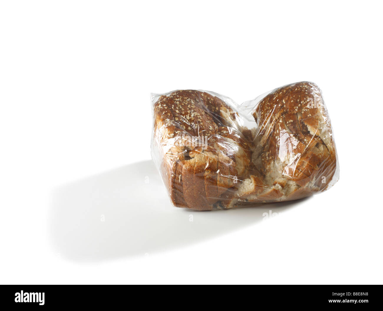 Crushed Loaf of sliced bread wrapped in plastic Stock Photo Alamy