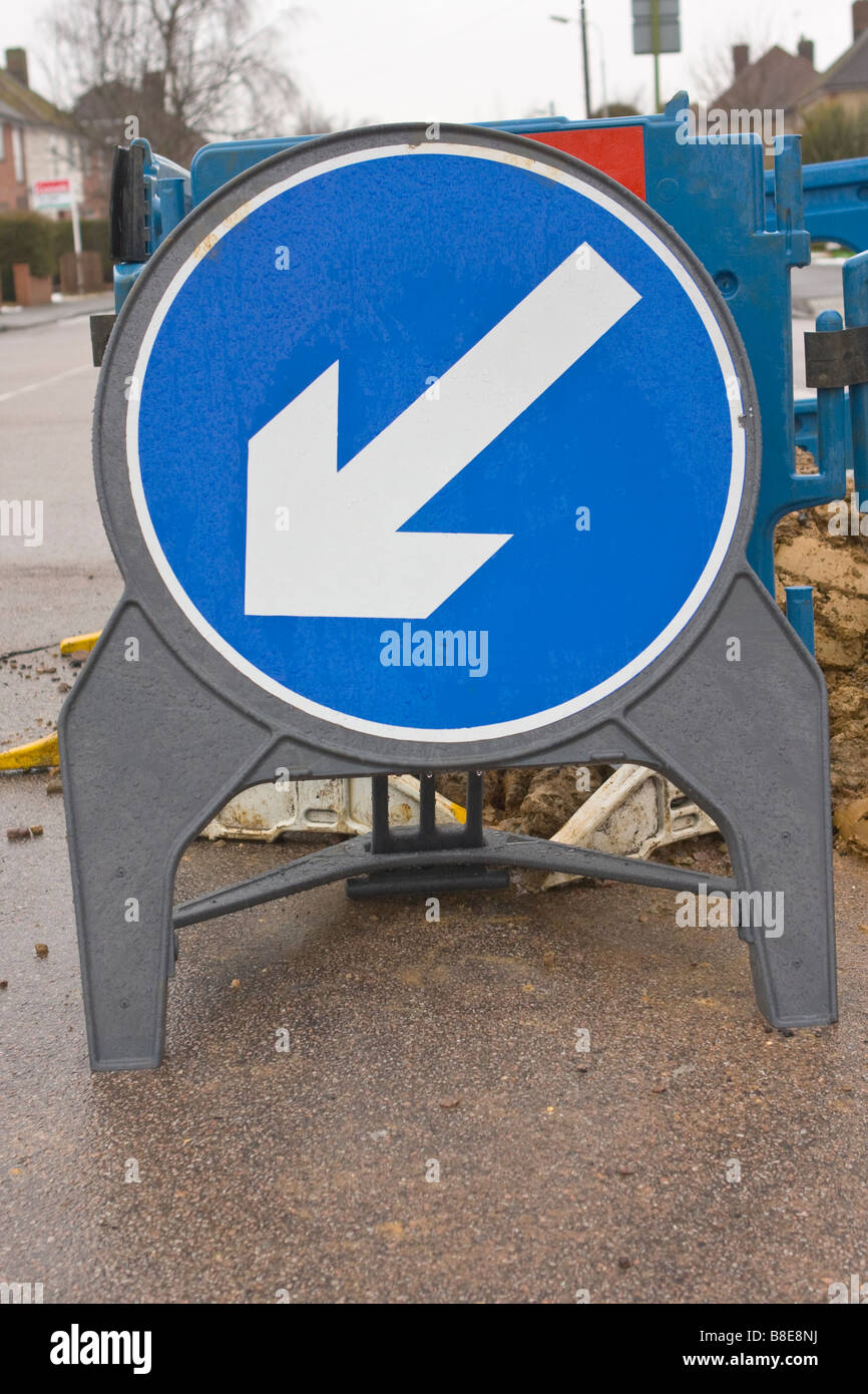 Keep left warning sign Stock Photo