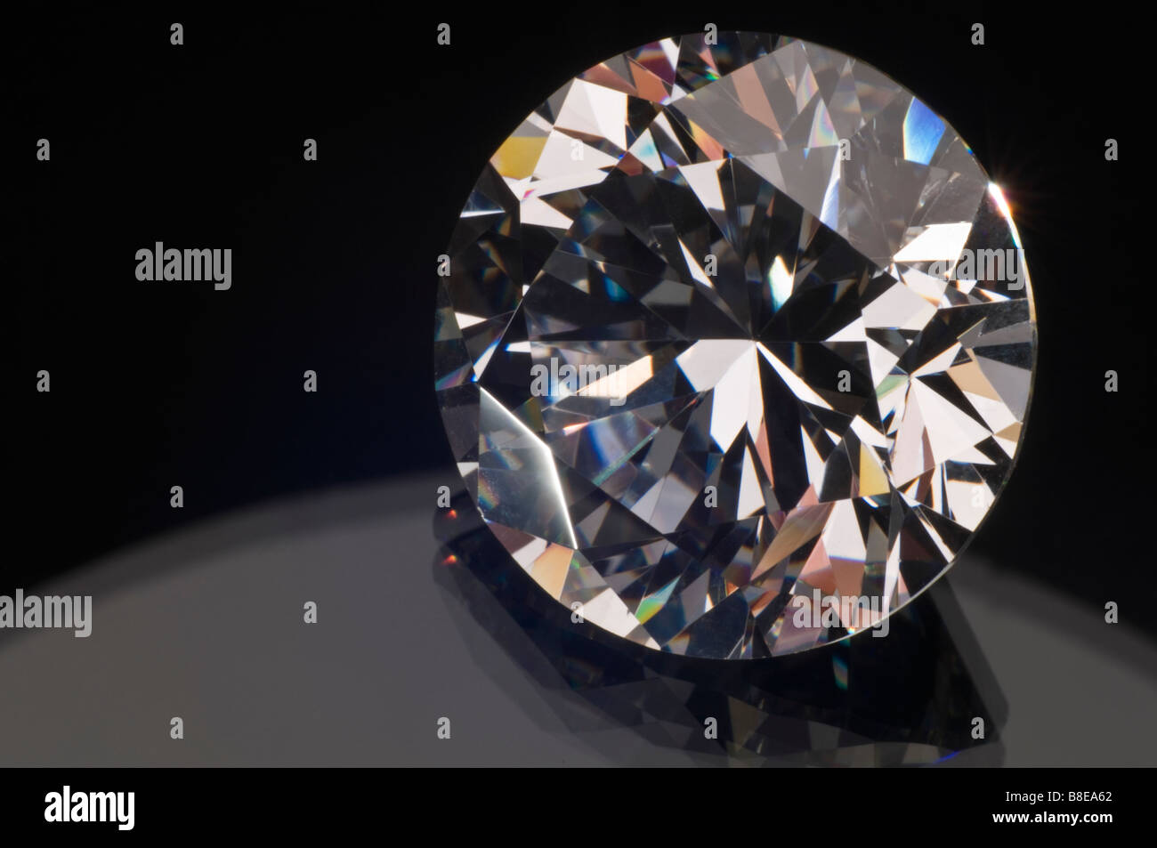 Round cut Diamond (Synthetic; Cubic Zirconia) Stock Photo