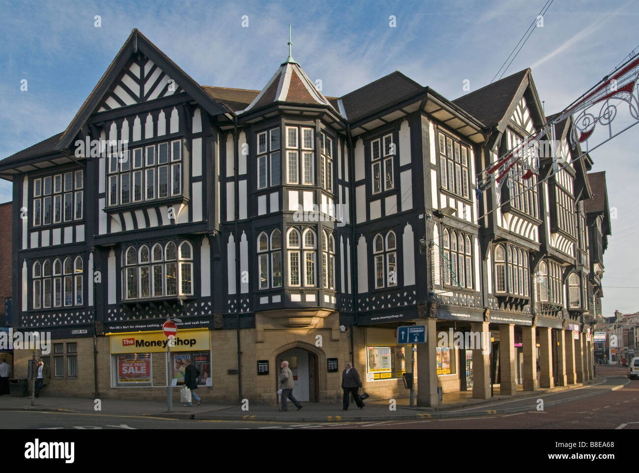 Half timbered buildings in Knifesmithgate Chesterfield Town Centre Derbyshire England Stock Photo