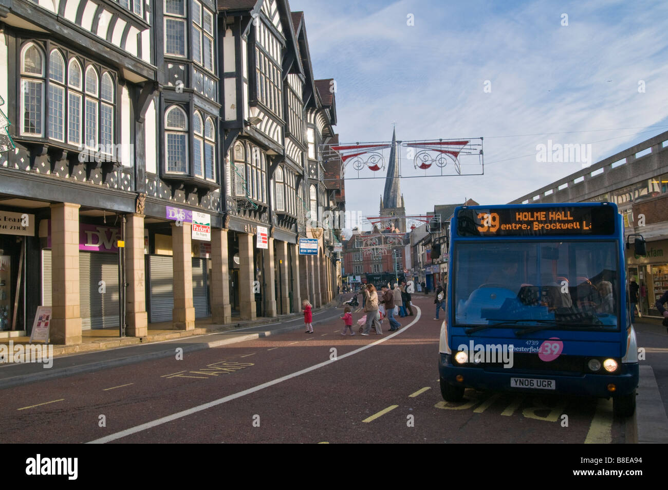 Half timbered buildings in Knifesmithgate Chesterfield Town Centre Derbyshire England Stock Photo