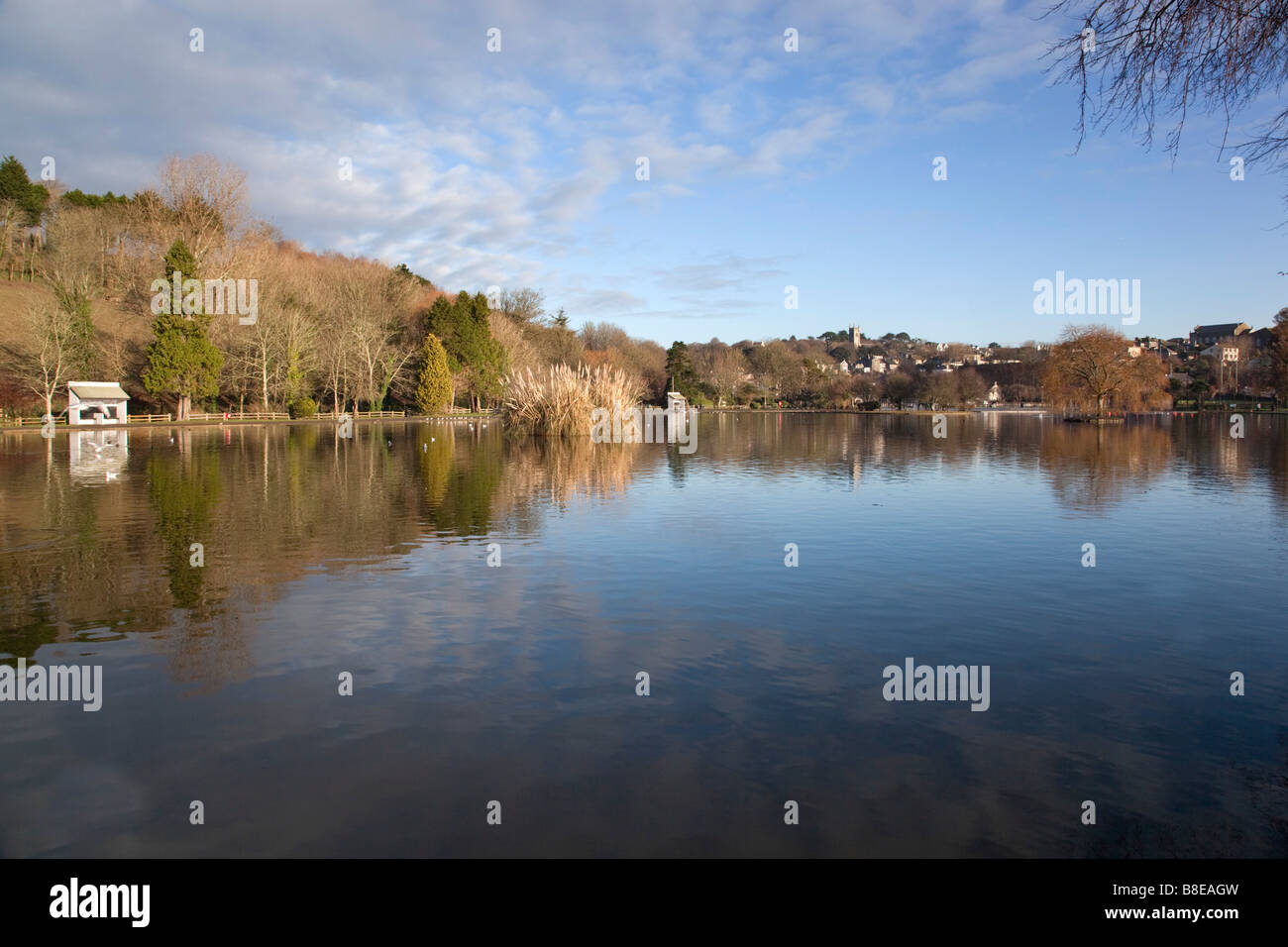 helston boating lake cornwall Stock Photo