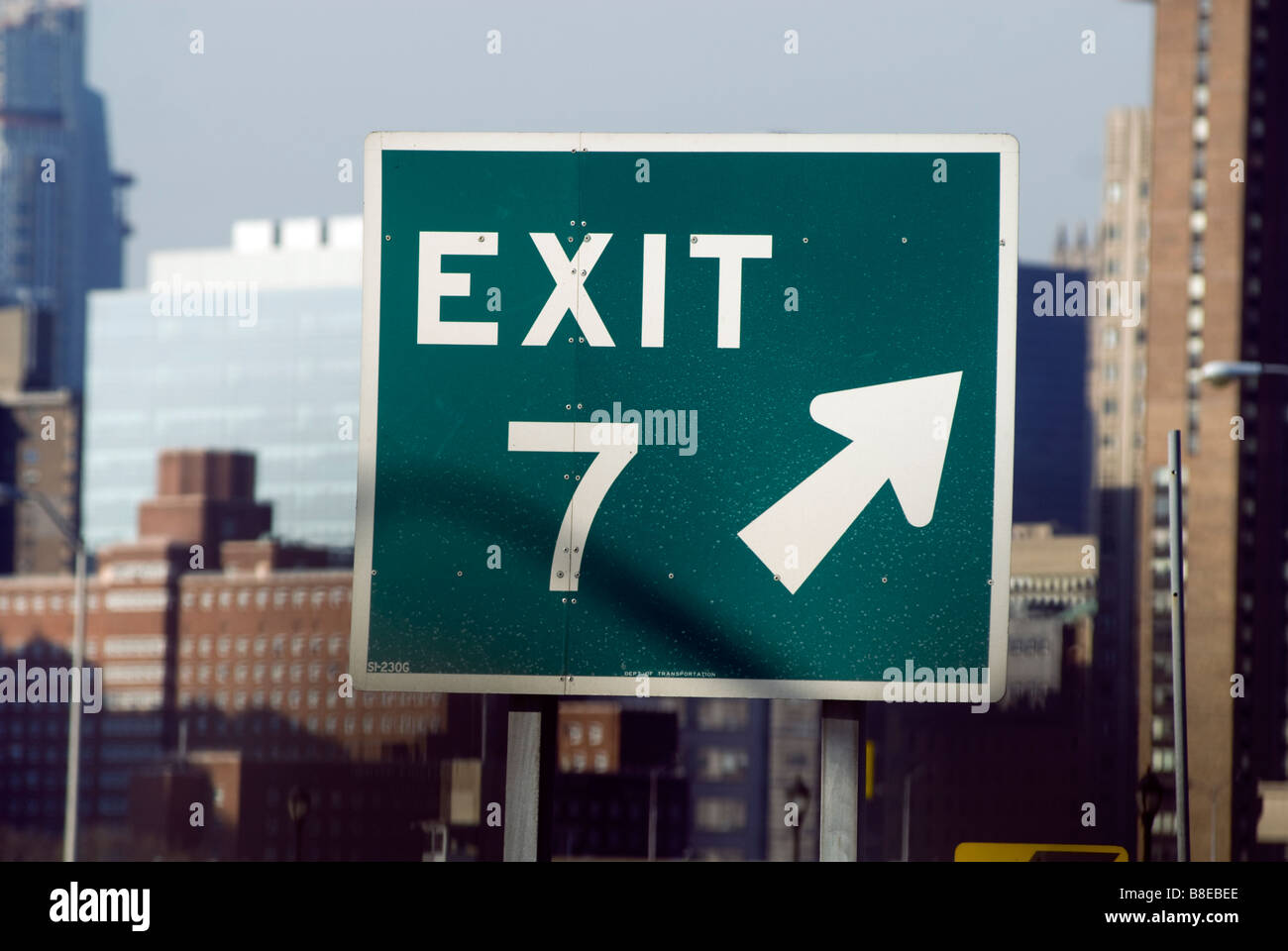 Exit number seven sign on the FDR Drive on February 7 2009 Richard B Levine Stock Photo