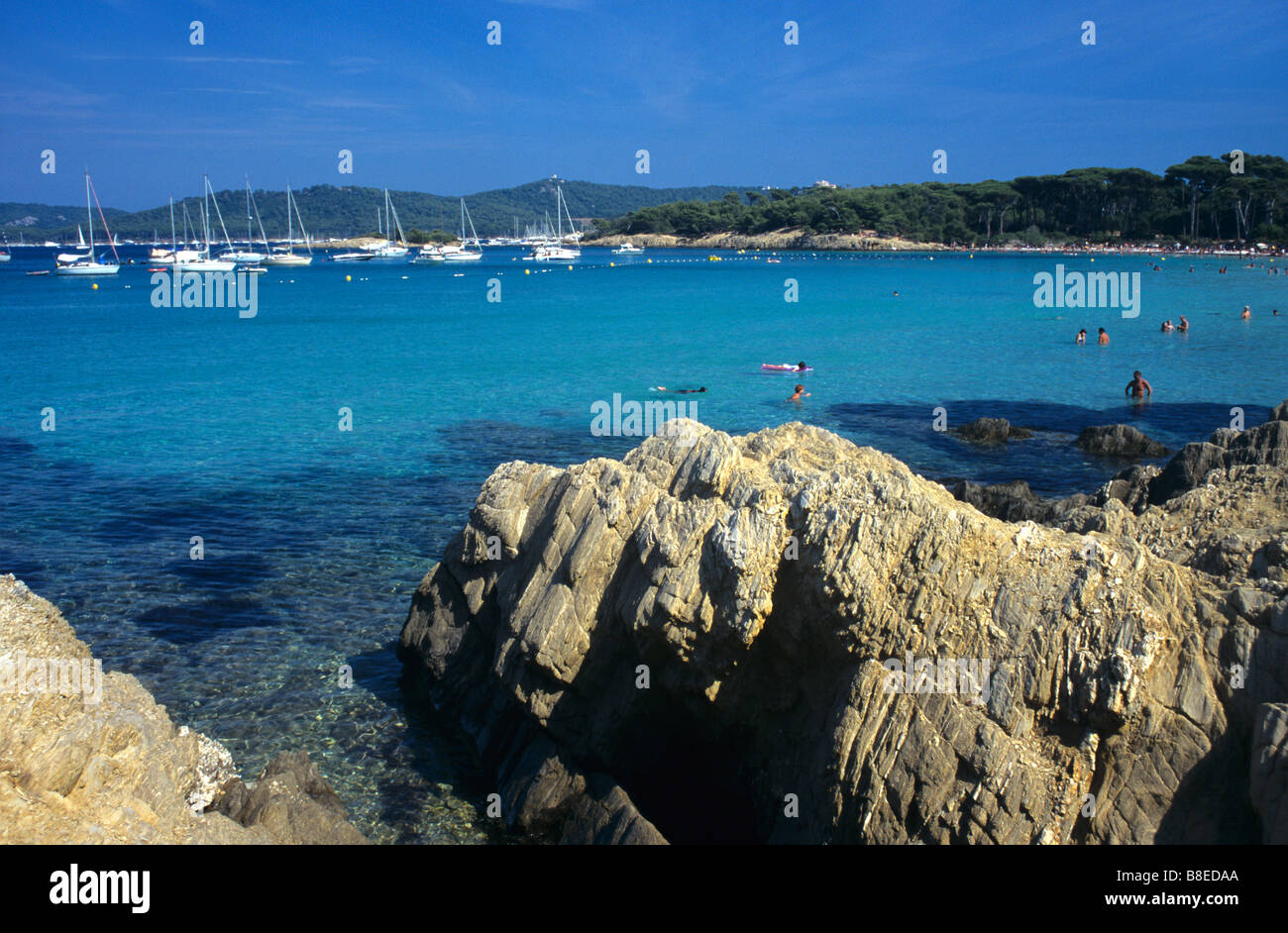 Plage d'Argent or Argent Beach, Porquerolles Island, off Coast of Hyères, Côte d'Azur, Provence