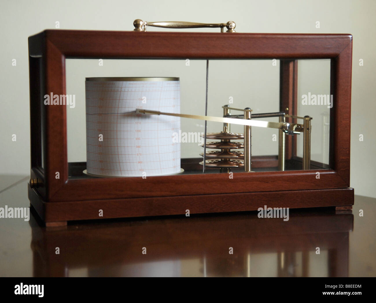 A barograph used for weather forecasting measuring the barometric pressure Stock Photo