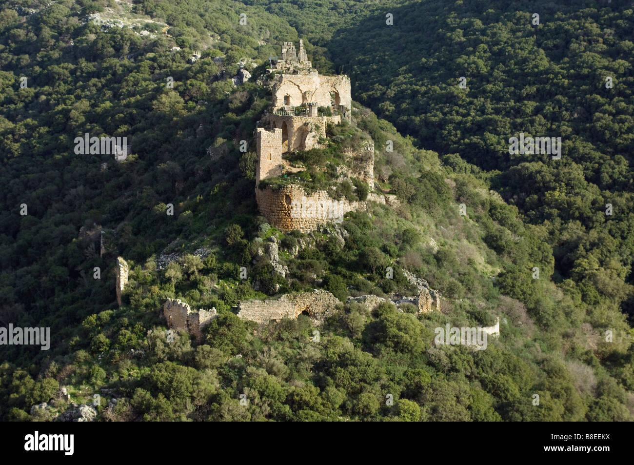 Monfort Fortress in Kziv Creek Stock Photo