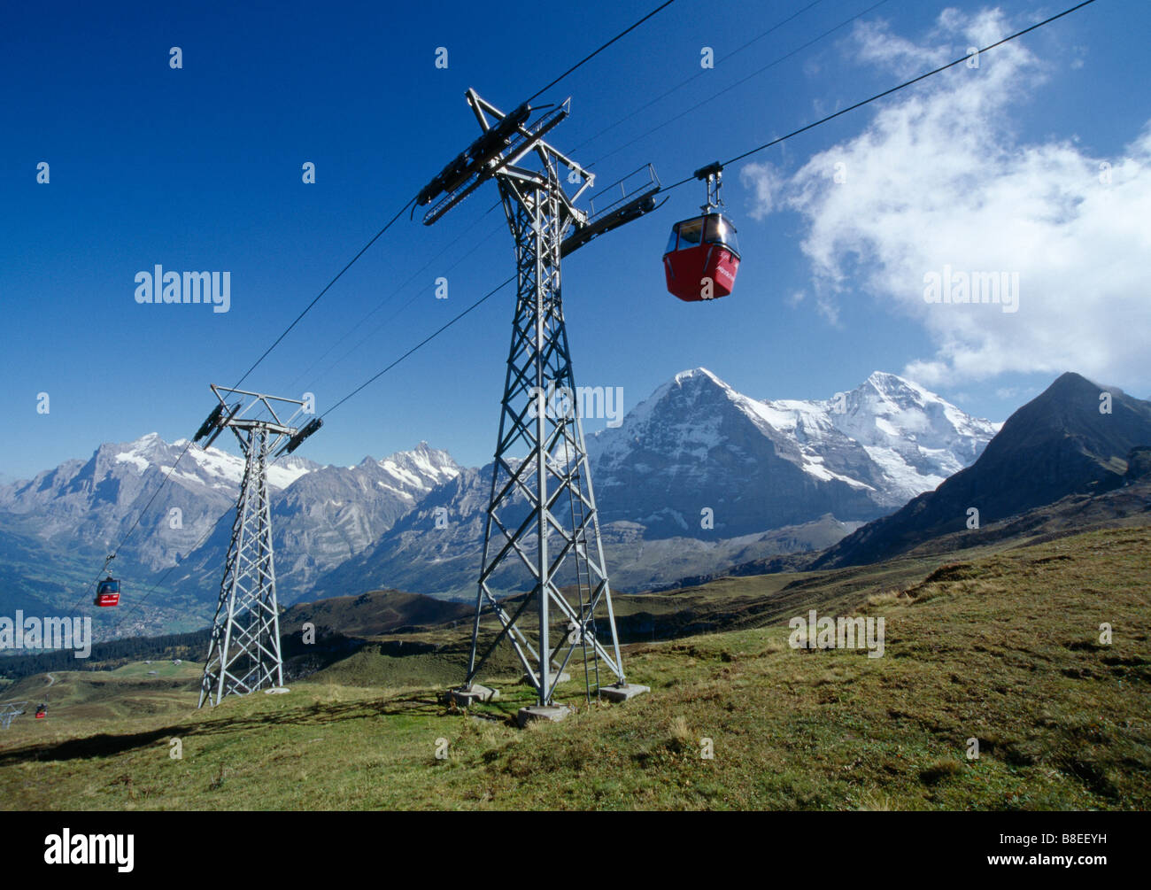 CABLE CARS FROM GRINDELWALD TO MANNLICHEN WITH EIGER AND MONCH PEAKS