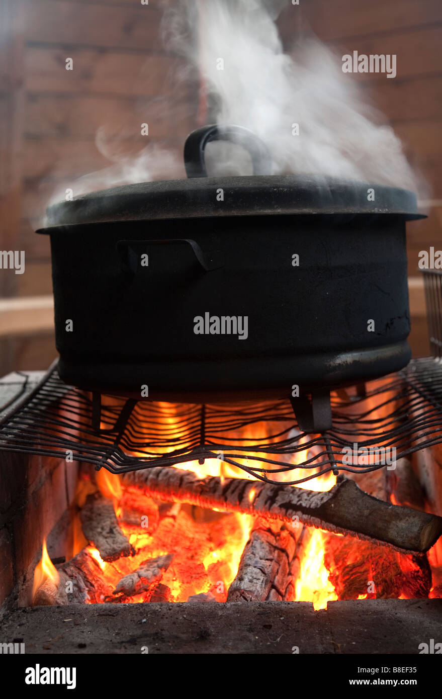Smoker box used to smoke fish over flames Stock Photo 22446793 Alamy