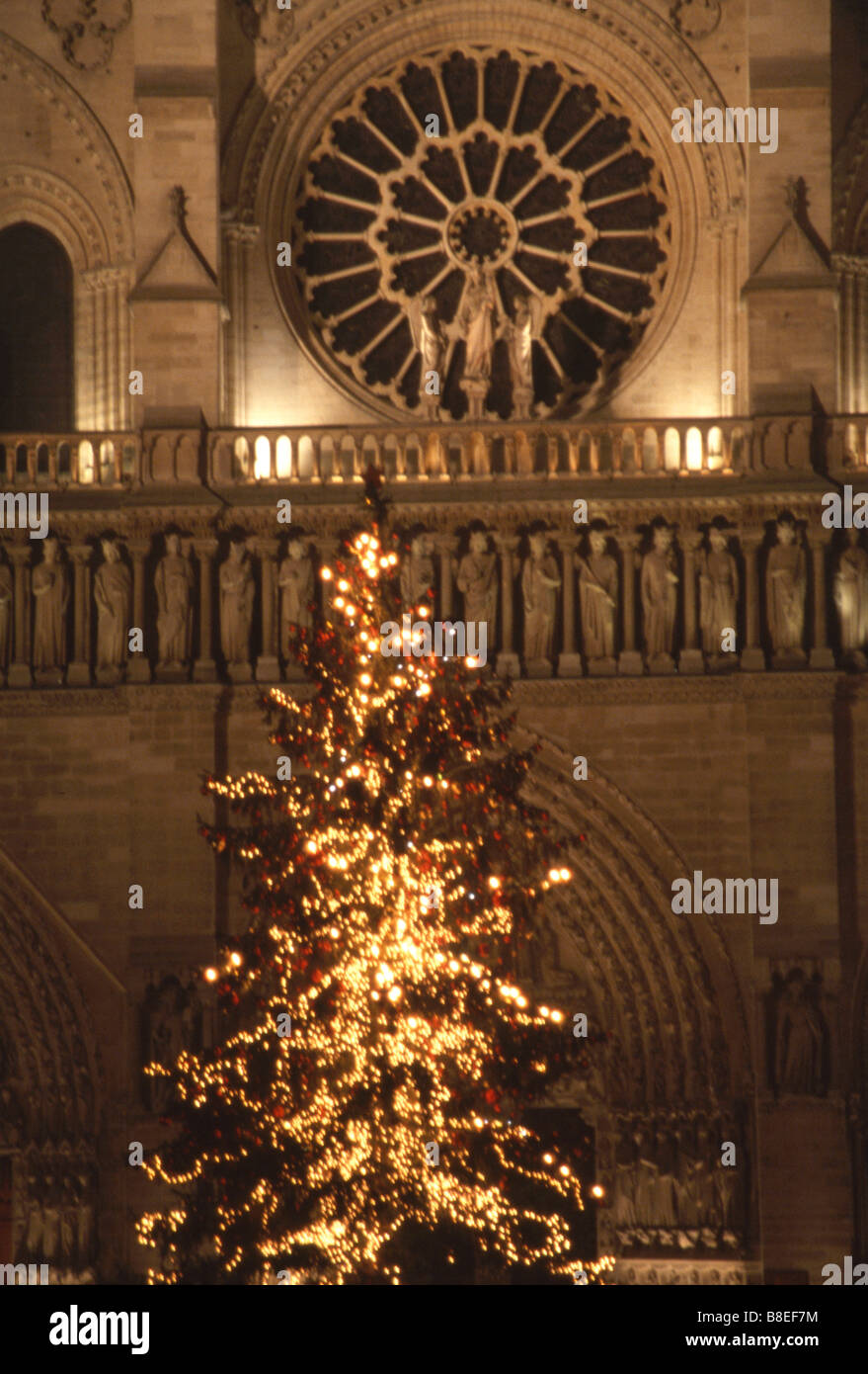 Notre Dame cathedral with Christmas decorations Paris France Stock ...