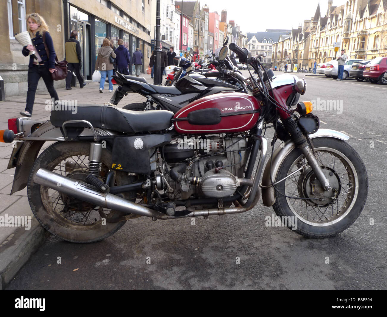 Ural Motor bike in Oxford city Stock Photo