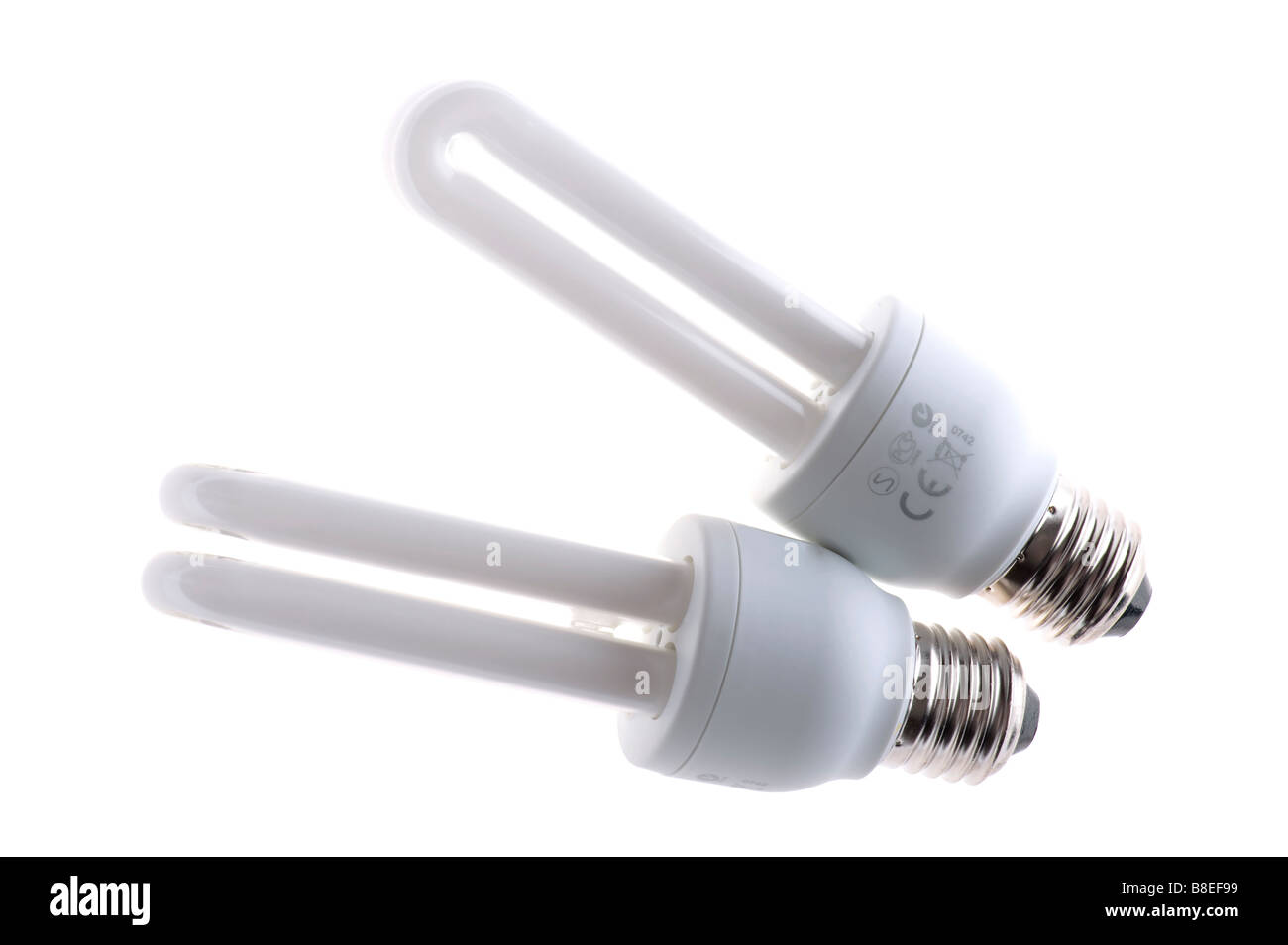 object on white compact florescent light bulb Stock Photo