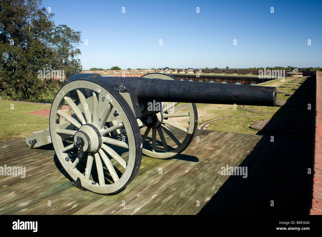 GEORGIA - Canon at Fort Pulaski National Monument, a Civil War era fort built on Cockspur Island to protect Savannah. Stock Photo