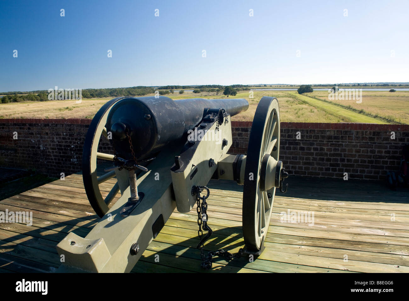 GEORGIA - Canon at Fort Pulaski National Monument, a Civil War era fort built on Cockspur Island to protect Savannah. Stock Photo