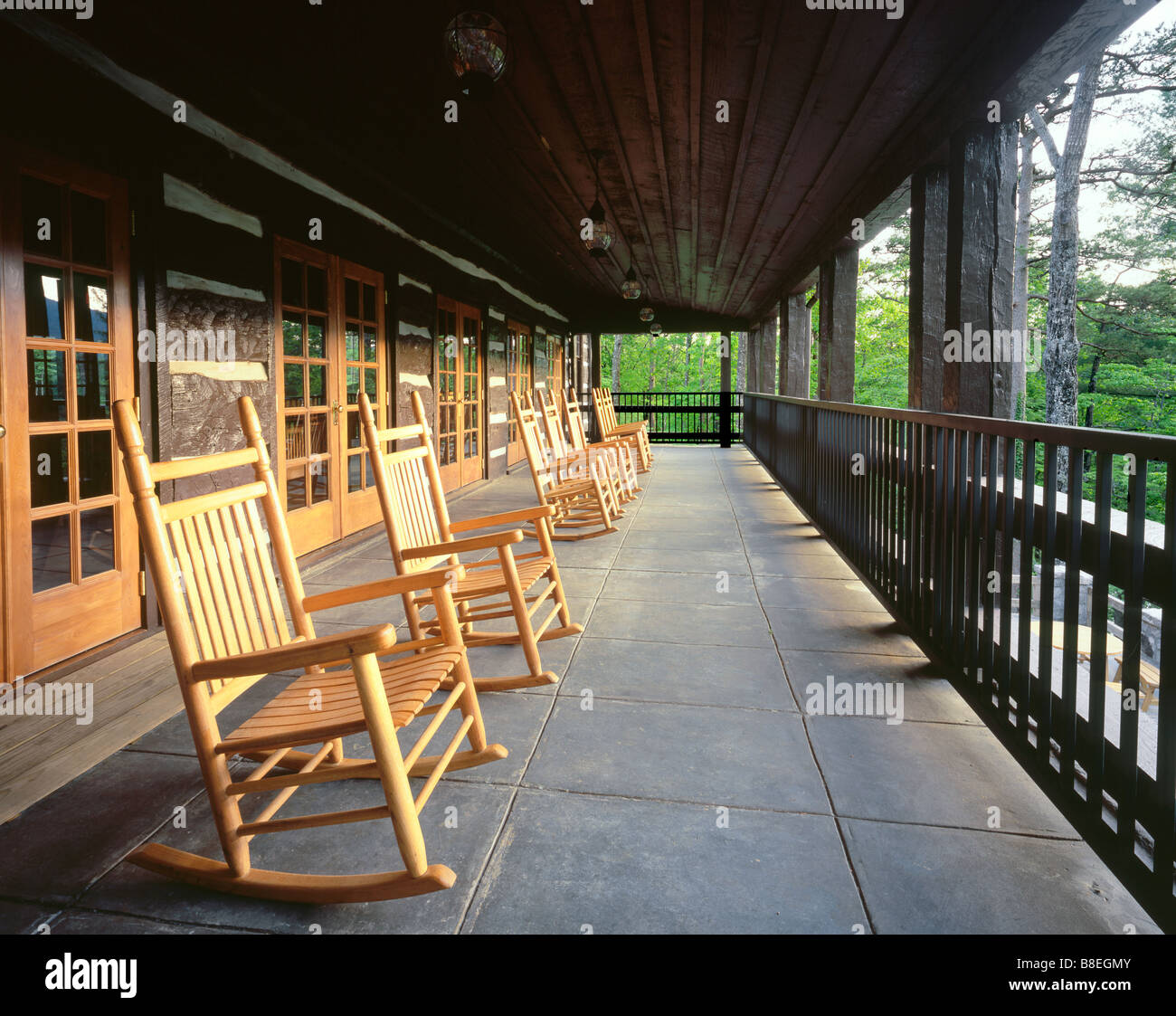 South Carolina Rockers On The Porch Of Table Rock Lodge In