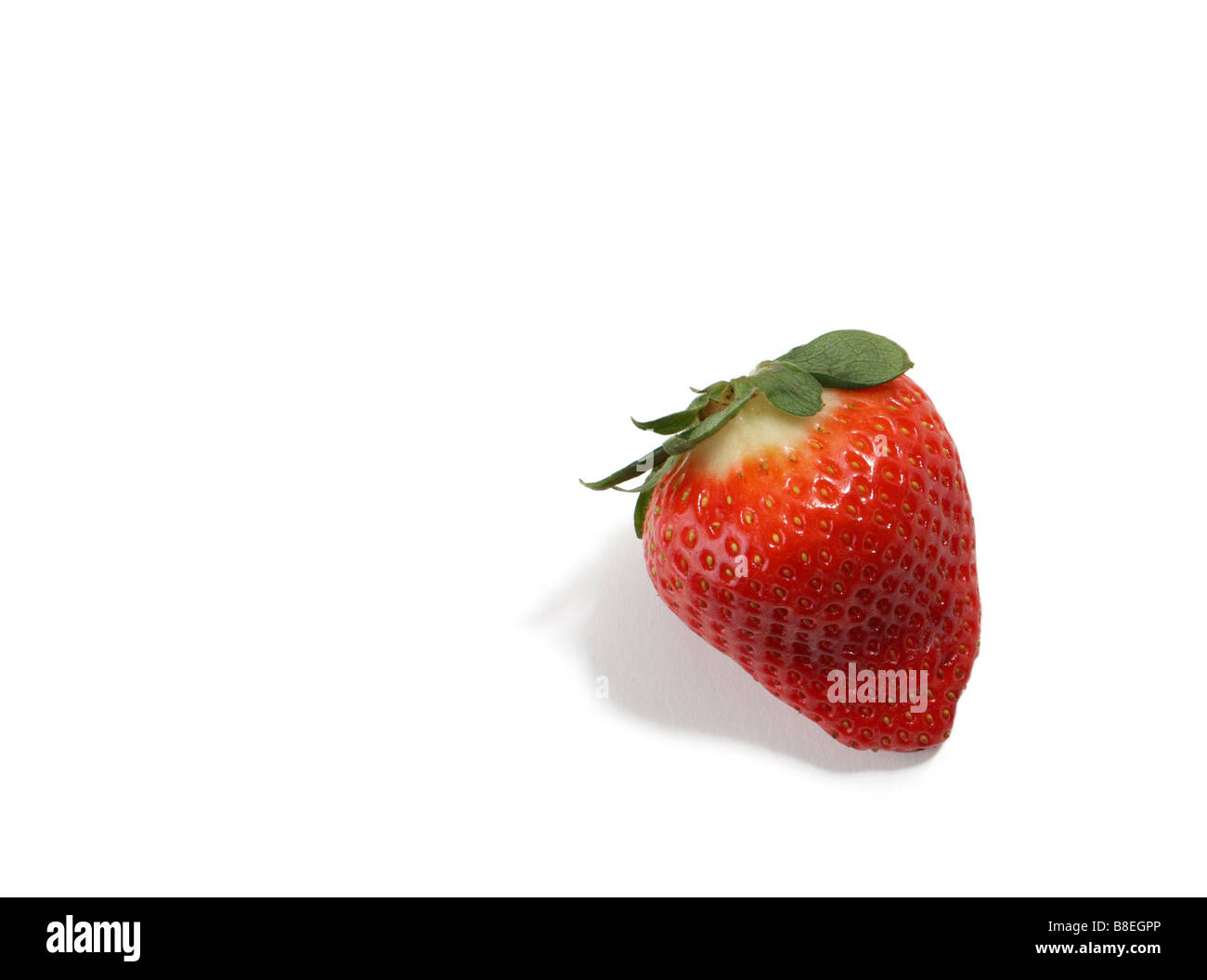 One Organic Red Strawberry Stock Photo