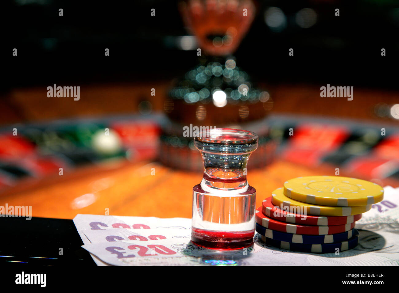 casino roulette gambling dolly chip money close up detail Stock Photo