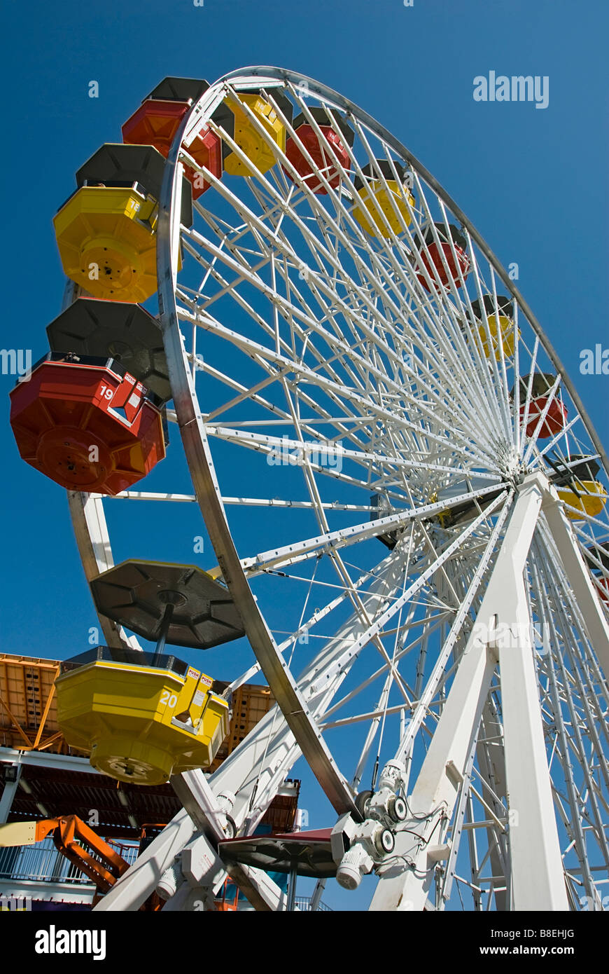 Santa Monica Pier California, CA, US Ocean Pacific Park Ferris Wheel, amusement park, close up Stock Photo