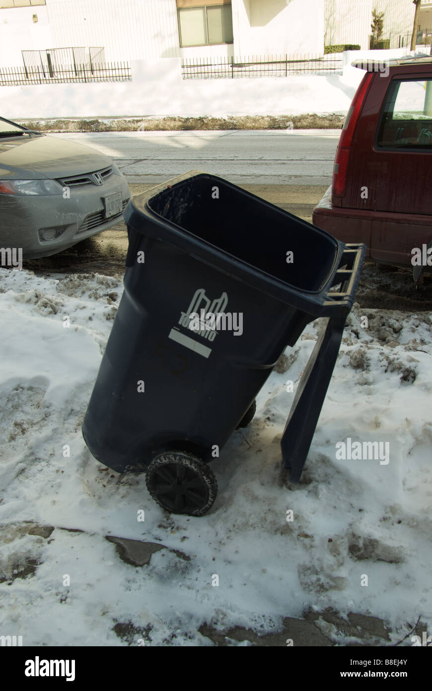 opened/dumped recycle bin at the side street of Toronto Ontario Canada