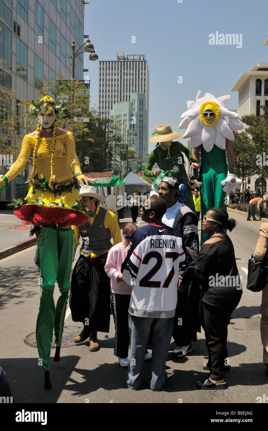 Amazing group of stilt walkers dazzle visitors to Earth Day Los Angeles