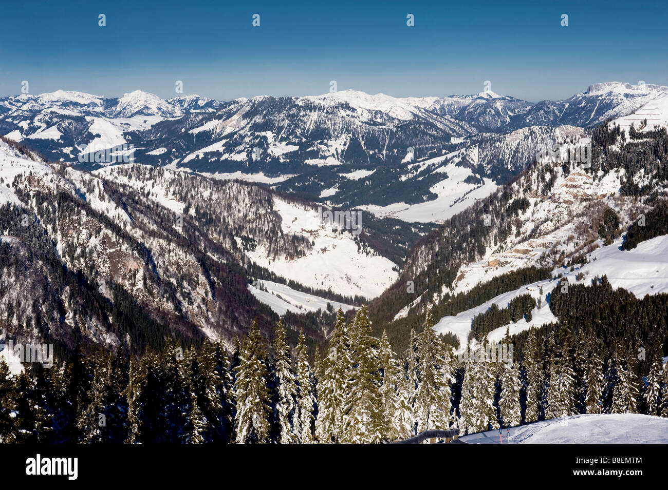 Mountain Range near Saalbach Hinterglemm Stock Photo
