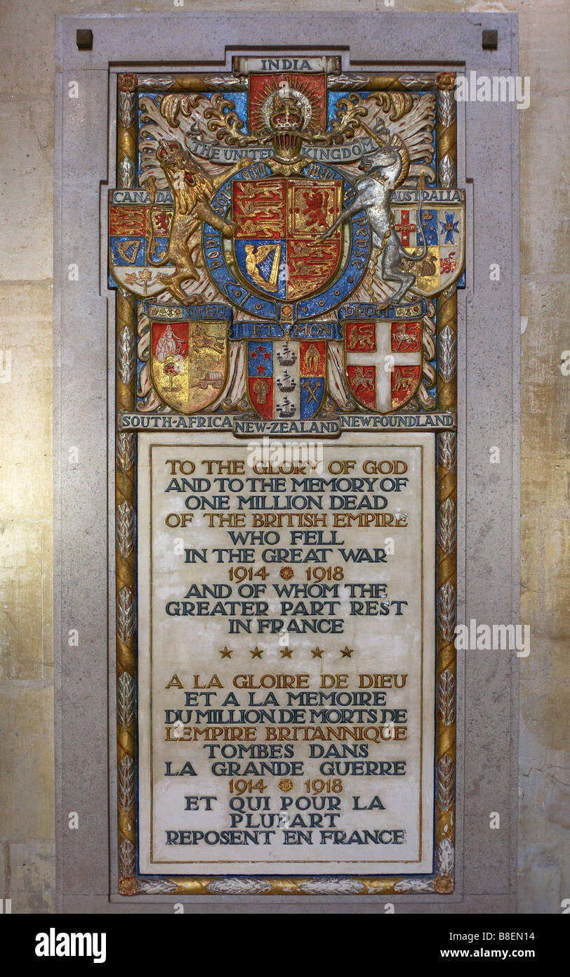 First World War memorial at Senlis Cathedral Picardy France Stock Photo