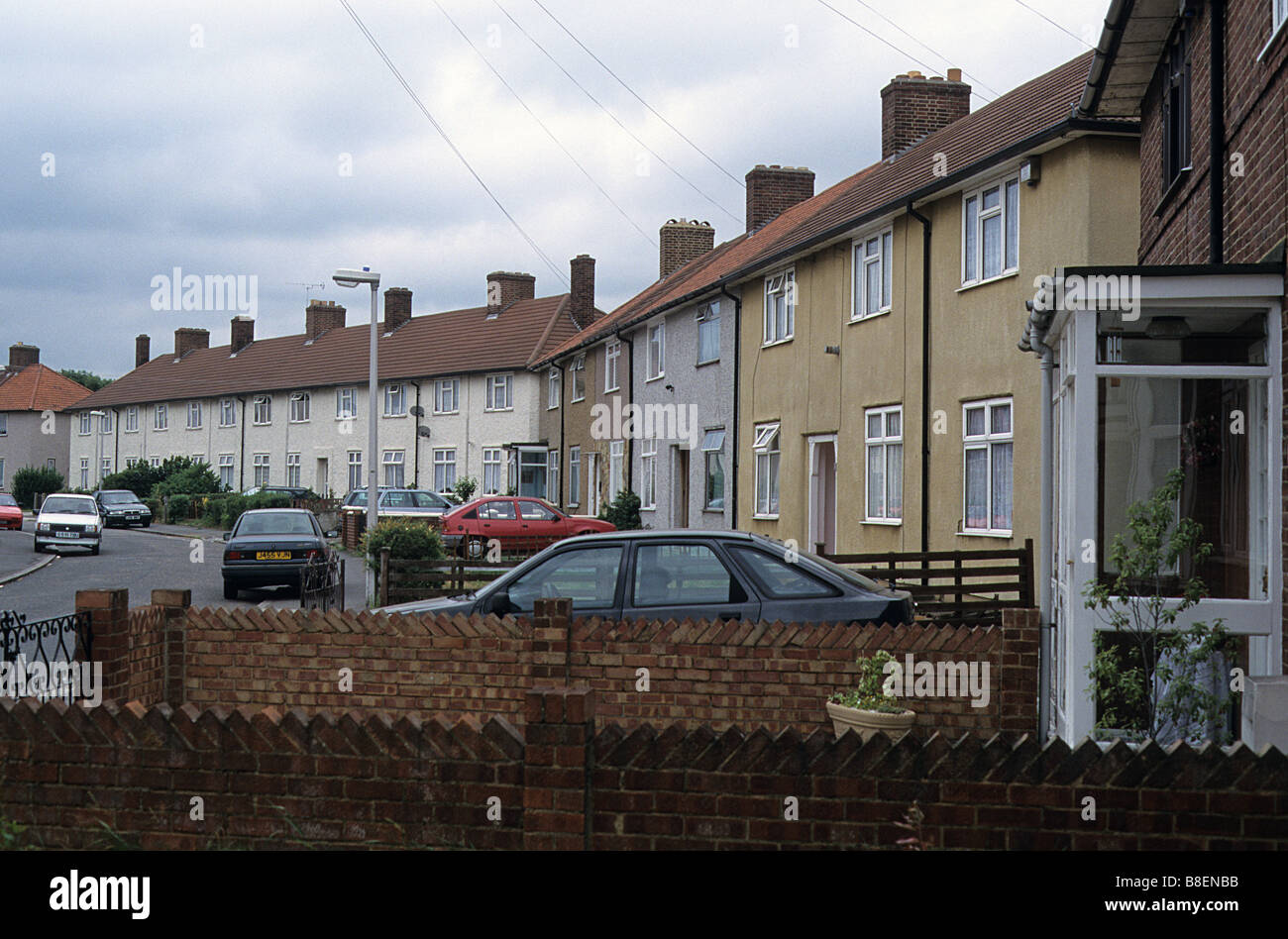 LCC Becontree Estate, East London, terraced houses on valance Circus