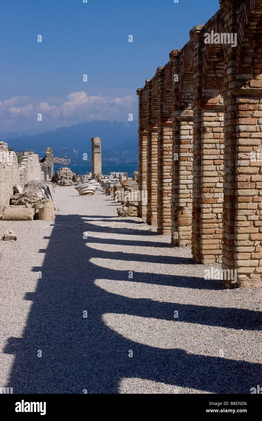 Roman villa ruin Sirmione Lake Garda Italy Stock Photo