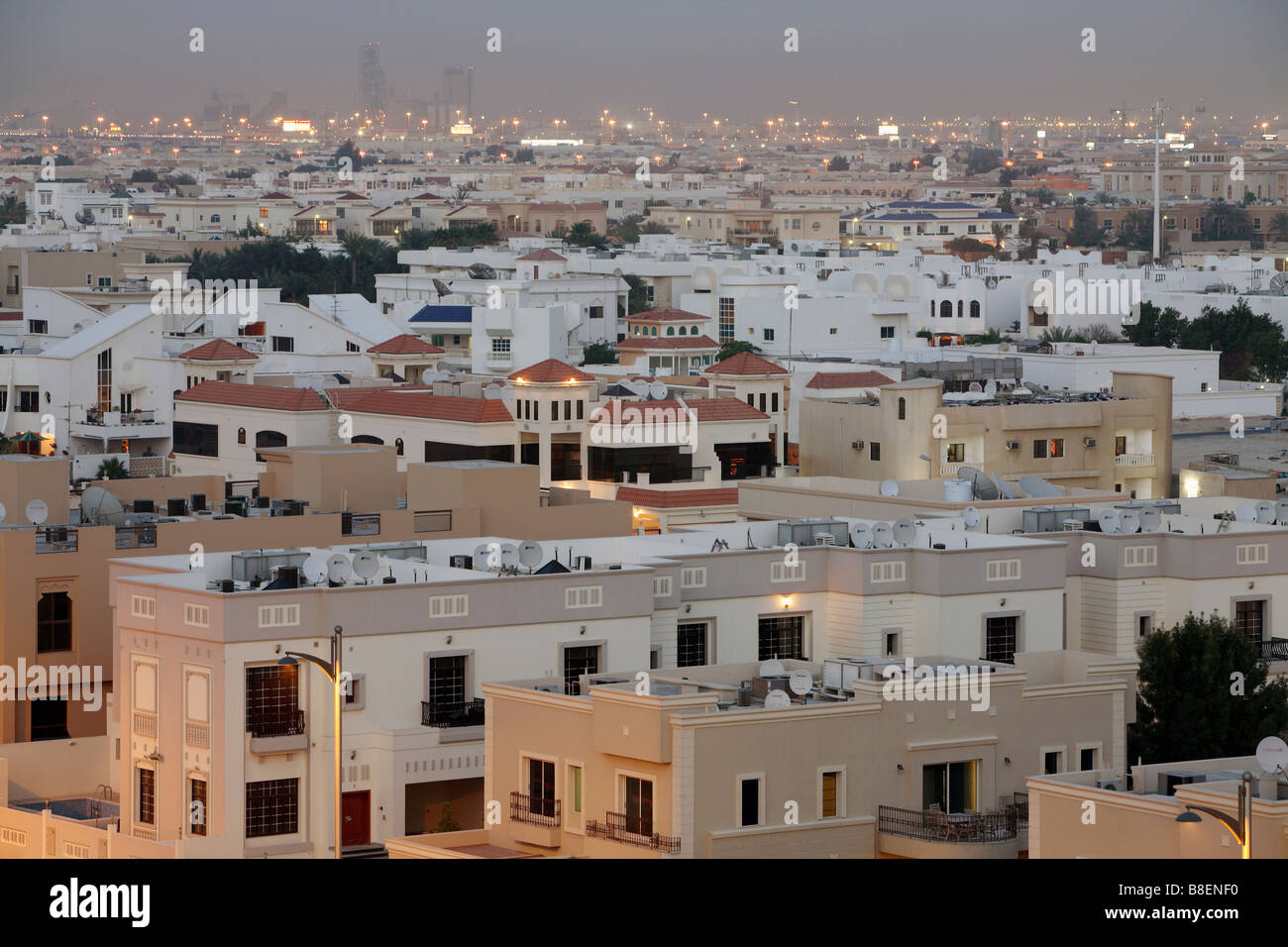 Cityscape of Dubai in the evening, UAE Stock Photo