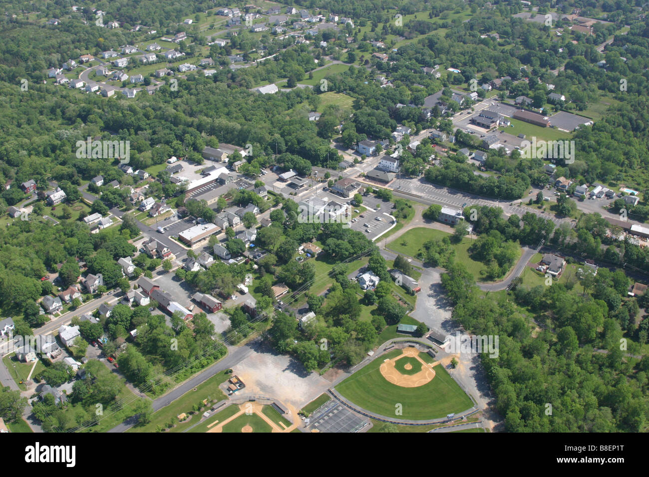Aerial view of Whitehouse Station, NJ Readington Township, Hunterdon County USA Stock Photo