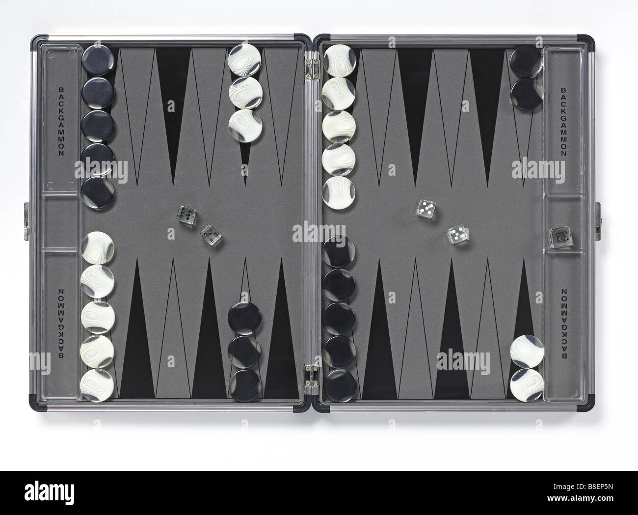 Backgammon game elevated view Stock Photo