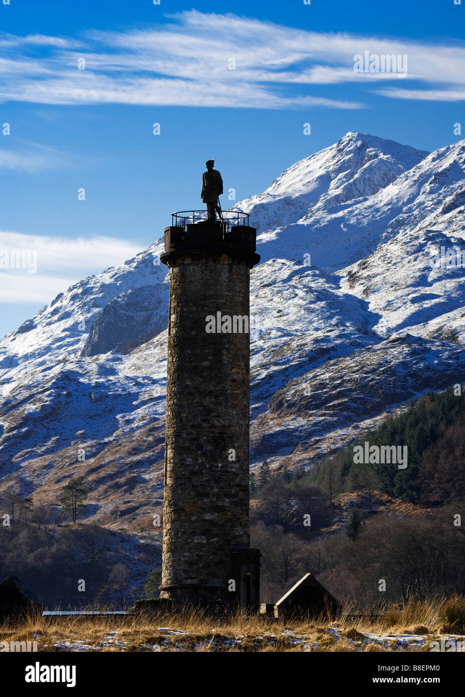 The Glenfinnan Monument in the Scottish Highlands Lochaber Scotland