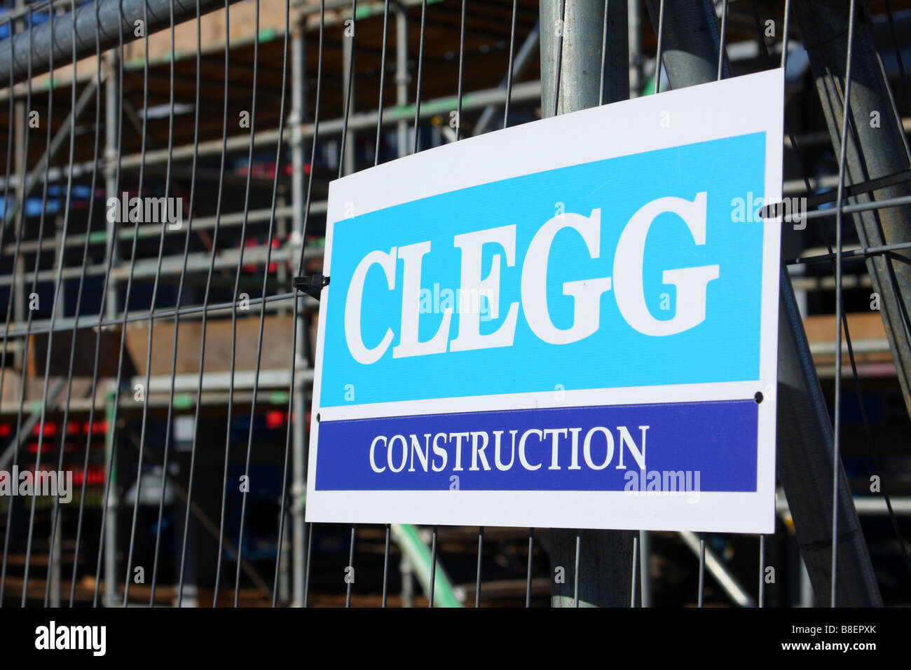 A Clegg Construction sign on a U.K. construction site. Stock Photo