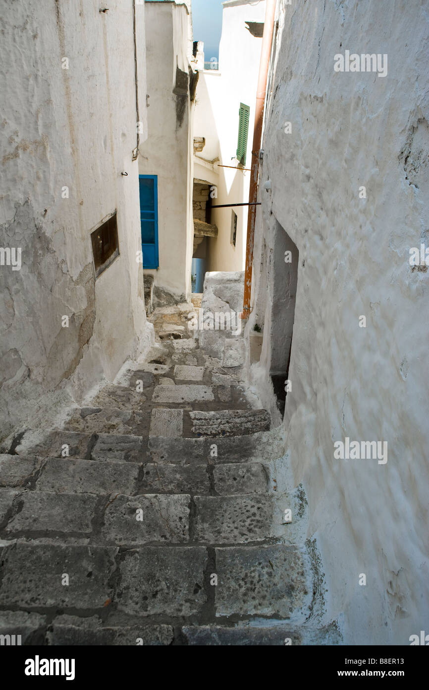 Alleyway steps and white buildings Ostuni Puglia Italy Stock Photo