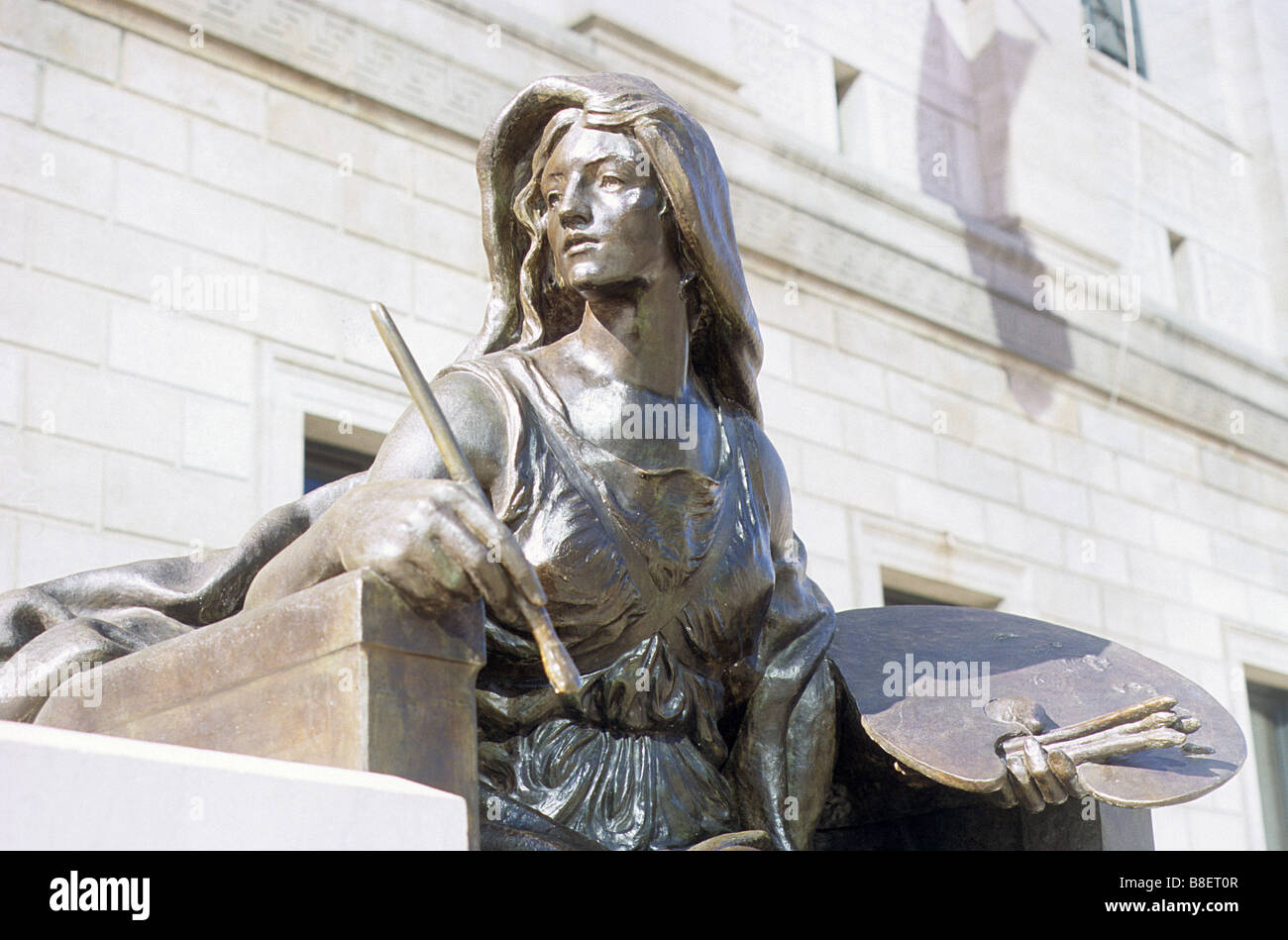 Detail of bronze sculpture representing Art, outside the Boston Public
