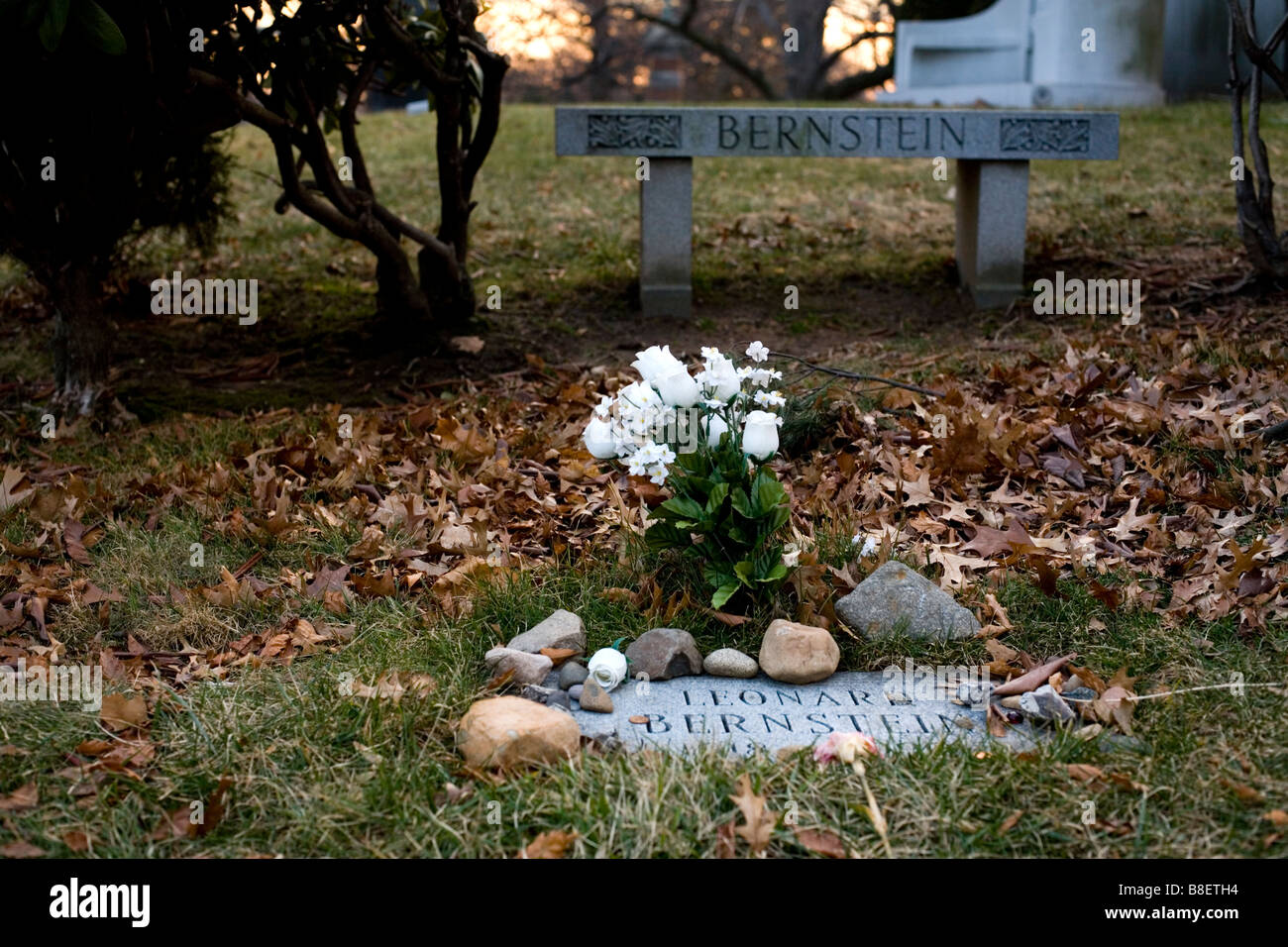 The grave of American Musical Theatre composer, Leonard Bernstein Stock Photo