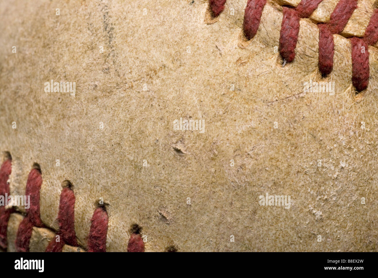 softball with red stitching baseball isolated on white background Stock Photo