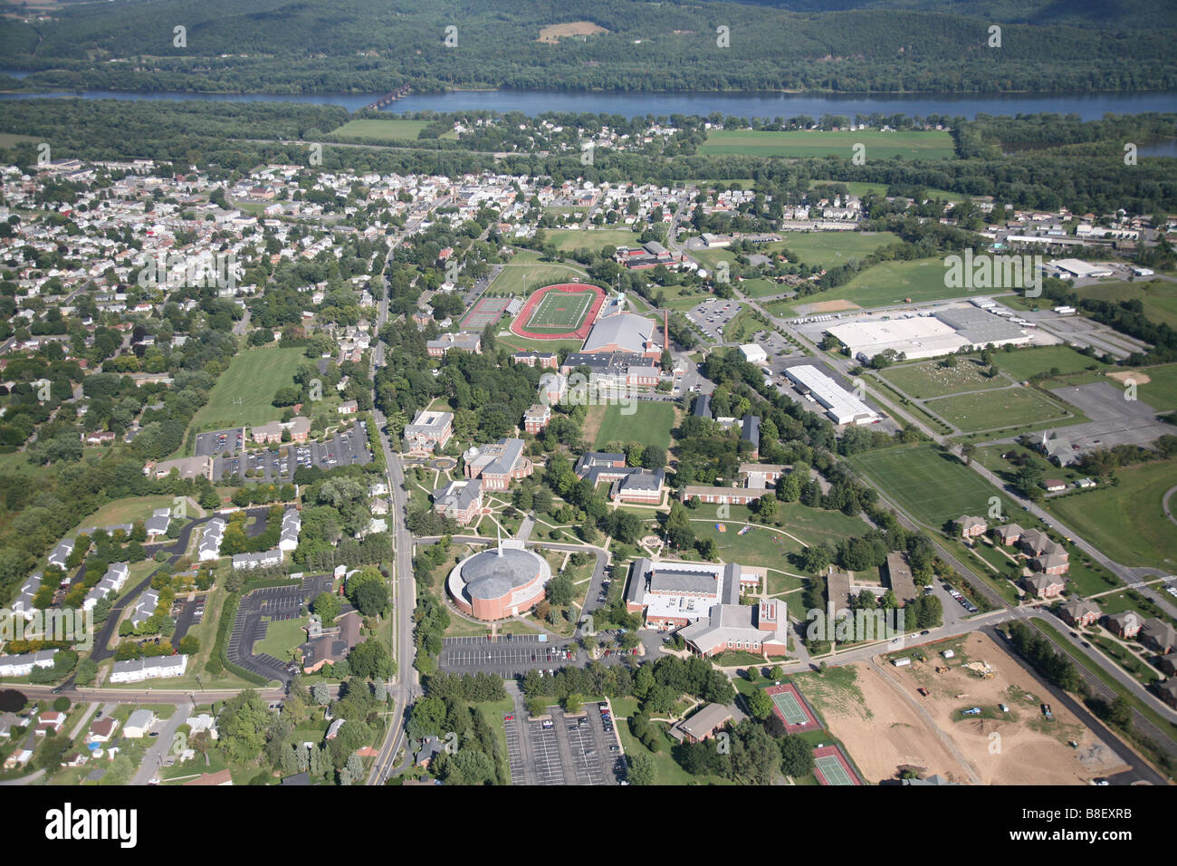 Aerial view of Susquehanna University located in Selinsgrove, Pennsylvania Stock Photo