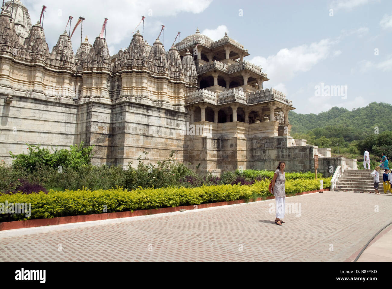 India Rajasthan Ranakpur main entrance to the Jain Temple built in the 14th century Stock Photo