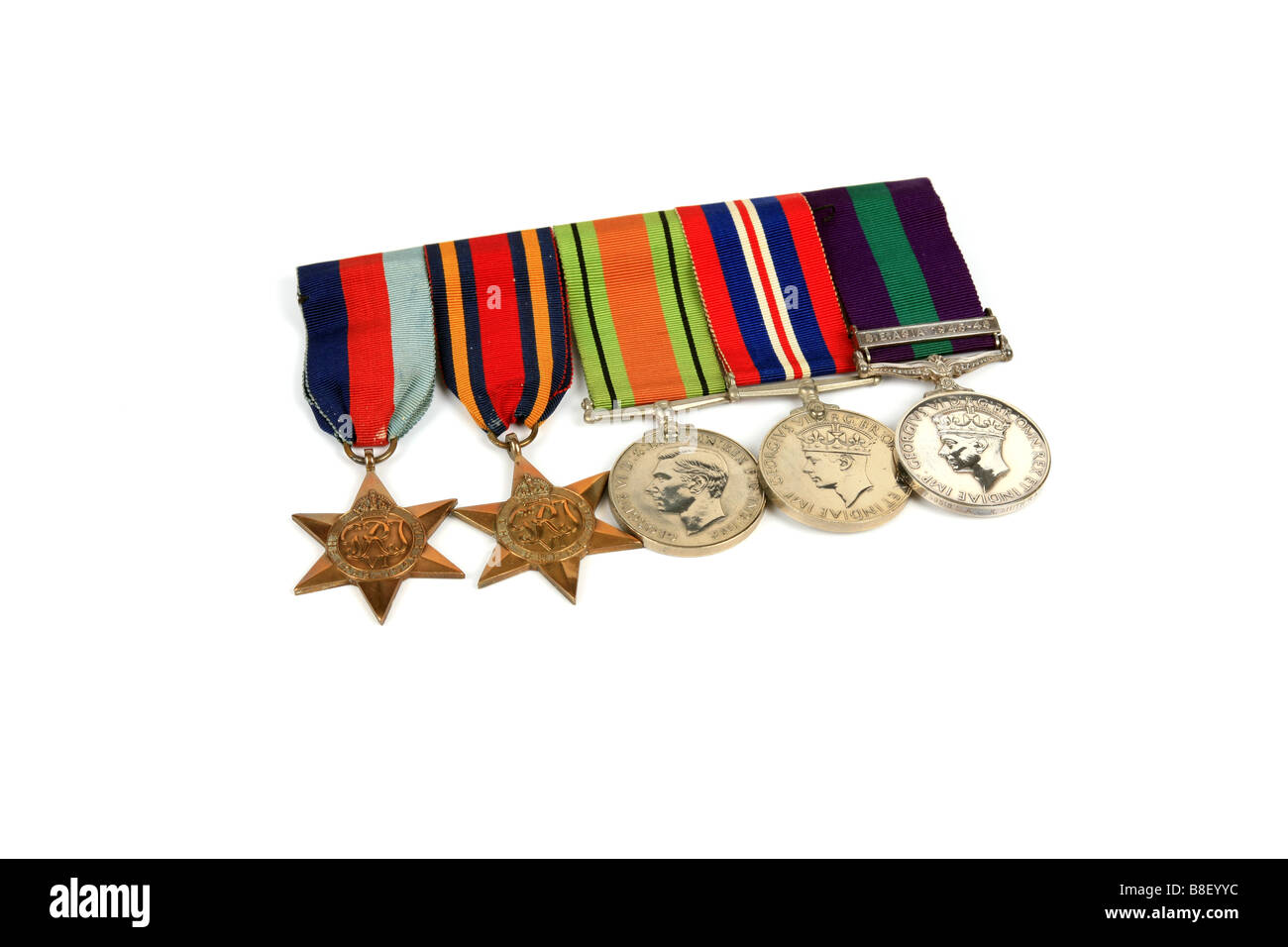 Group of British WW2 Medals against a white background Stock Photo