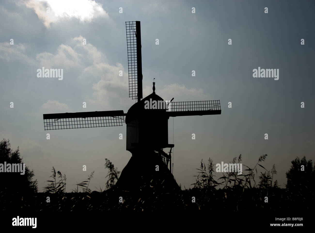 Silhouette of Traditional Dutch Windmill Stock Photo - Alamy