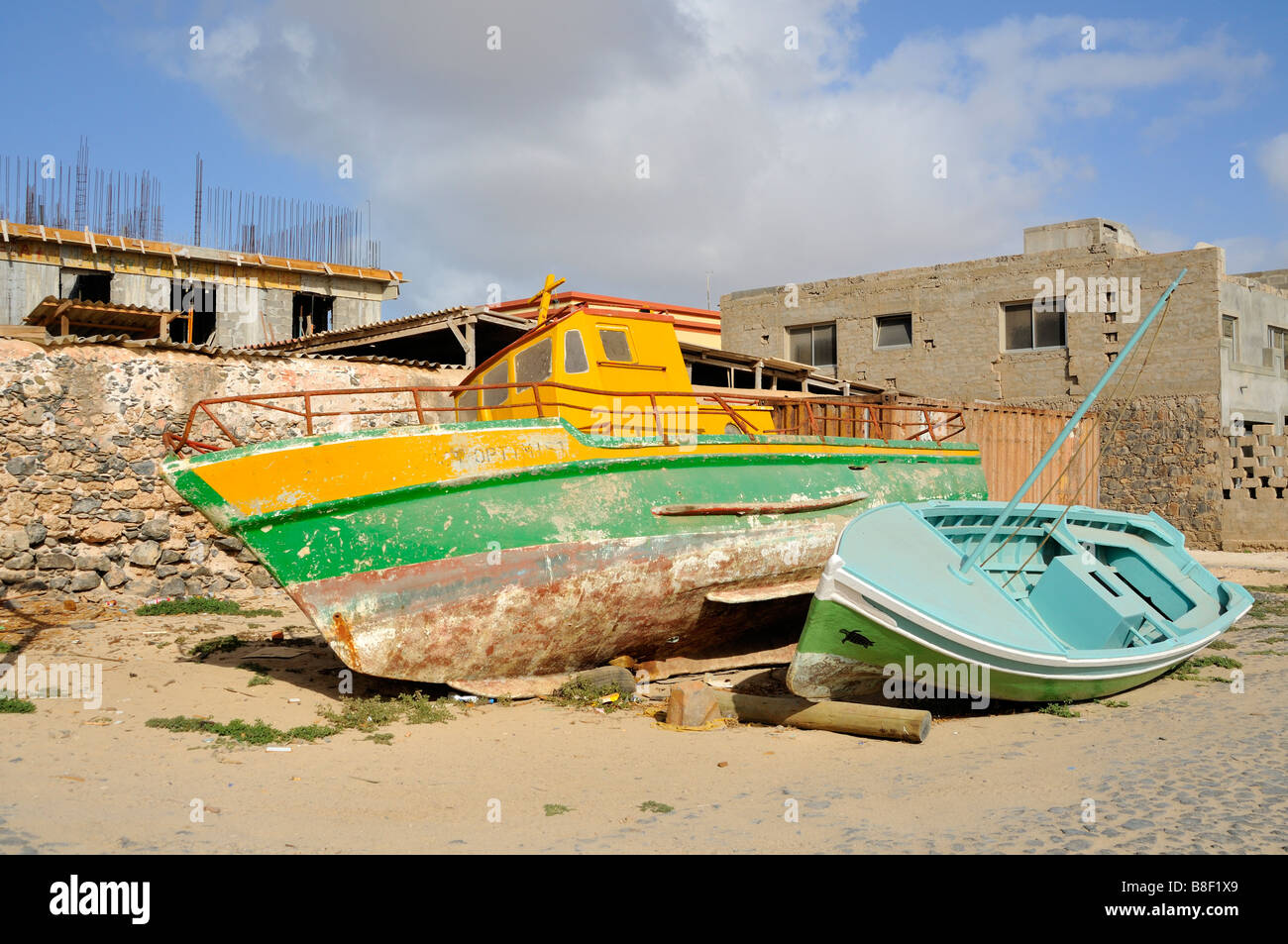 Boats, Sal Rei, Boa Vista Island, Republic of Cape Verde Stock Photo